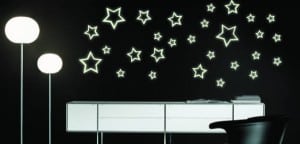 43 Neon Stars glow in the dark wall decals