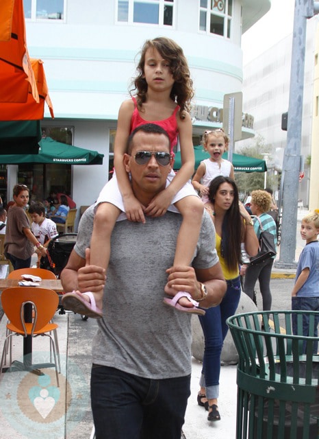 Alex Rodriguez with daughter Natasha (w/ Ella in the background)