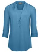 Roll-sleeve henley tunic