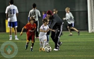 David Beckham with sons Romeo and Cruz