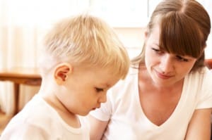 mother talking with her son