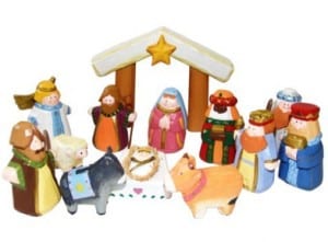 Kurt Adler Hand-Carved Wooden 12-Piece Child's First Nativity Set