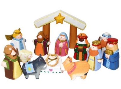 Kurt Adler Hand-Carved Wooden 12-Piece Child's First Nativity Set