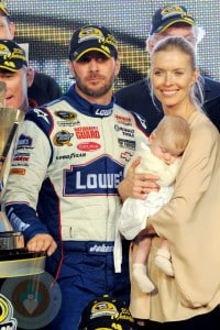 Jimmie Johnson with daughter Genevieve Marie and wife Chandra