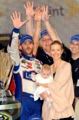 Jimmie Johnson with daughter Genevieve Marie and wife Chandra