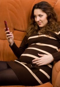 pregnant mom on phone