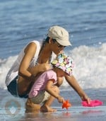 Halle Berry and daughter Nahla at the Beach in Malibu