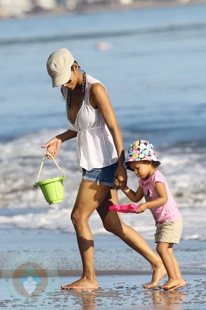 Halle Berry and daughter Nahla at the Beach in Malibu