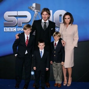 David & Victoria Beckham with sons Brooklyn, Romeo and Cruz