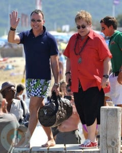 David Furnish and Sir Elton John in St