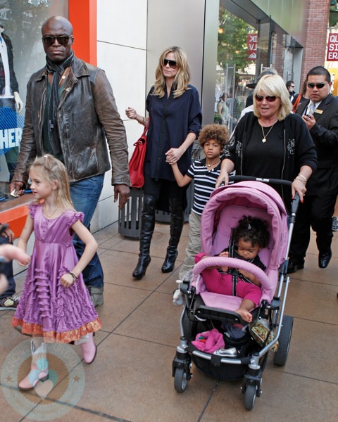 Seal and Heidi with Leni, Henry and Lou in the stroller