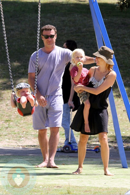 Naomi Watts,  husband Liev Schrieber and their sons Sasha and Samuel