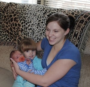 Melanie Nepsa with baby Shawn and daughter Emma