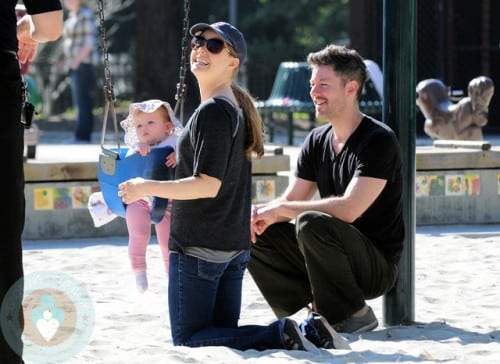 Amy Adams and partner Darren Le Gallo with daughter Aviana