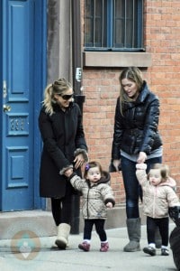 Sarah Jessica Parker with her Nanny and twins Tabitha and Marion