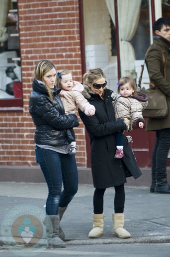 Sarah Jessica Parker with her Nanny and twins Tabitha and Marion