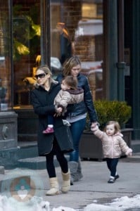 Sarah Jessica Parker with her Nanny and twins Tabitha and Marion