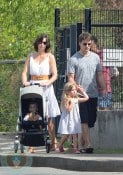 Jeff Gordon and Ingrid Vandebosch with Leo and Ella in St