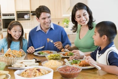 family eating dinner together