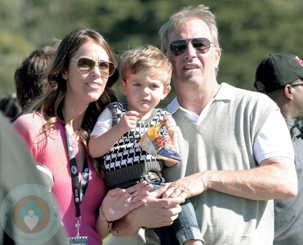 Kevin Costner and Christine Baumgartner with youngest son Hayes.