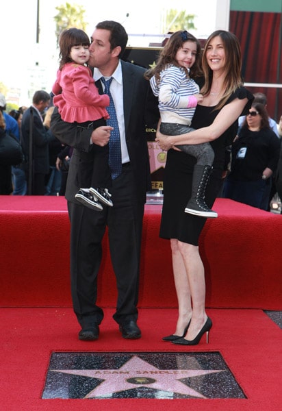 Adam Sandler with wife Jackie and daughters Sunny (l) and Sadie (r)