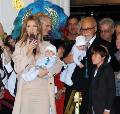 Celine Dion with husband Rene Angelil, and sons Rene, Eddy and Nelson