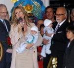 Celine Dion with husband Rene Angelil, and sons Rene, Eddy and Nelson