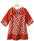 INGRID- Girls'viscose three quarter sleeved bird print dress