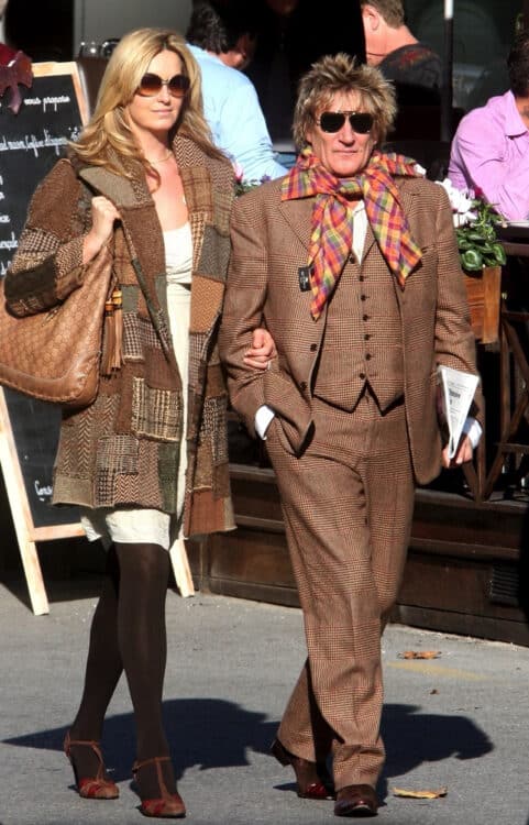 Rod Stewart with his wife Penny Lancaster walk around Villeneuve Loubet France