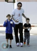 David Beckham with sons Romeo and Cruz