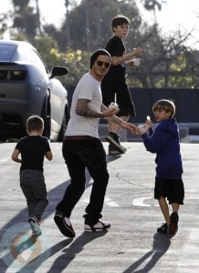 David Beckham with sons Brooklyn, Romeo and Cruz