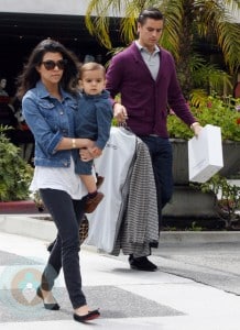 Kourtney Kardashion with Scott and Mason Disick