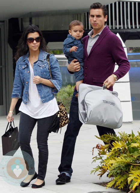 Kourtney Kardashion with Scott and Mason Disick