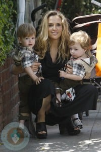 Brooke Mueller with sons Bob and Max Sheen