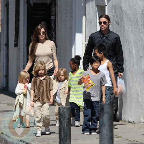 The Jolie-Pitt Family walk to the store in New Orleans