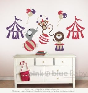 Pink N Blue Baby - Animal Friends in Circus Wall Decal
