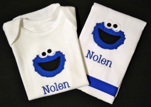 Sunfire Creative - Cookie Monster Onesie and Burpcloth Set