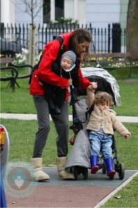 Jools Oliver with son Buddy and daughter Petal