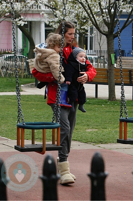 Jools Oliver with son Buddy and daughter Petal
