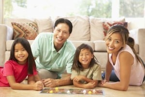 Family enjoying game night