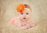 Celeste & Company - Orange Flower with Pearl Center on White Nylon Headband - Interchangeable