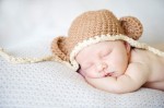 Citefuzz - Organic Cotton Chunky Mini monkey Flap Hat Pecan with Almond Trim