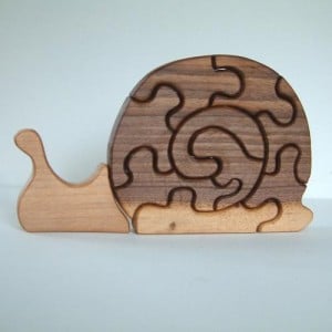Eco Tot Toys - Walnut Wood Snail Puzzle Toy for Toddlers