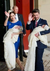 Princess Mary of Denmark and Prince Frederik of Denmark  with their twins Prince Vincent of Denmark and Princess Josephine