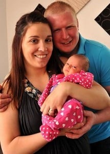 Sofia Taylor with daughter Bella-Mae and hubby Chris