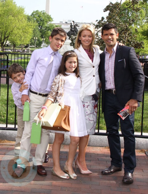 Mark Consuelos and Kelly Ripa with their kids Michael, Joaquin and Lola
