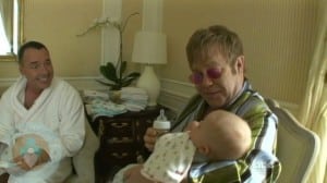 Elton John and David Furnish with son Zachary Jackson Levon Furnish-John