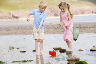 Kids playing at the beach