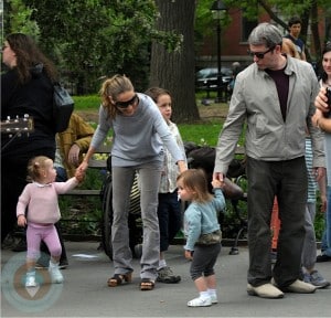 Sarah Jessica Parker and Matthew Broderick with daughters Marion and Tabitha