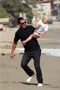 Gavin Rossdale with son Zuma at the Beach